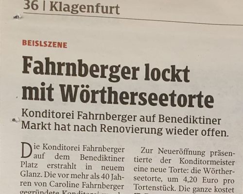 Fahrnberger lockt mit Wörtherseetorte